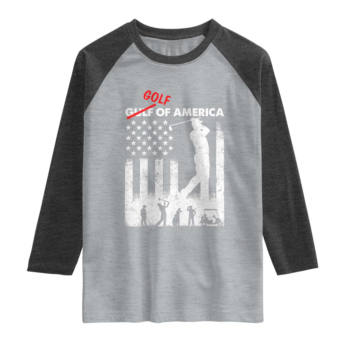 Golf Of America Patriotic USA Flag Raglan Shirt Funny Golfing Pun American Sports Gift for Patriotic Golfers n Dads