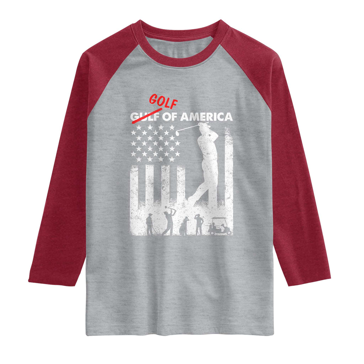 Golf Of America Patriotic USA Flag Raglan Shirt Funny Golfing Pun American Sports Gift for Patriotic Golfers n Dads