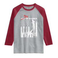 Golf Of America Patriotic USA Flag Raglan Shirt Funny Golfing Pun American Sports Gift for Patriotic Golfers n Dads