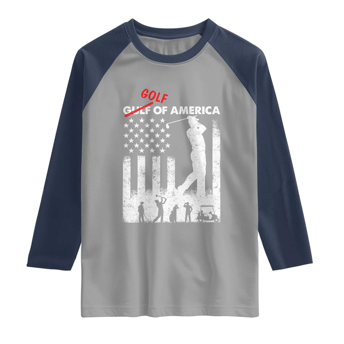 Golf Of America Patriotic USA Flag Raglan Shirt Funny Golfing Pun American Sports Gift for Patriotic Golfers n Dads