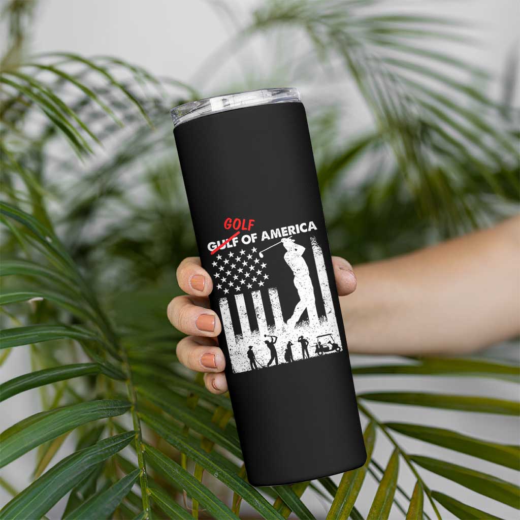 Golf Of America Patriotic USA Flag Skinny Tumbler Funny Golfing Pun American Sports Gift for Patriotic Golfers n Dads
