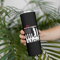 Golf Of America Patriotic USA Flag Skinny Tumbler Funny Golfing Pun American Sports Gift for Patriotic Golfers n Dads