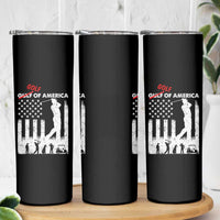 Golf Of America Patriotic USA Flag Skinny Tumbler Funny Golfing Pun American Sports Gift for Patriotic Golfers n Dads