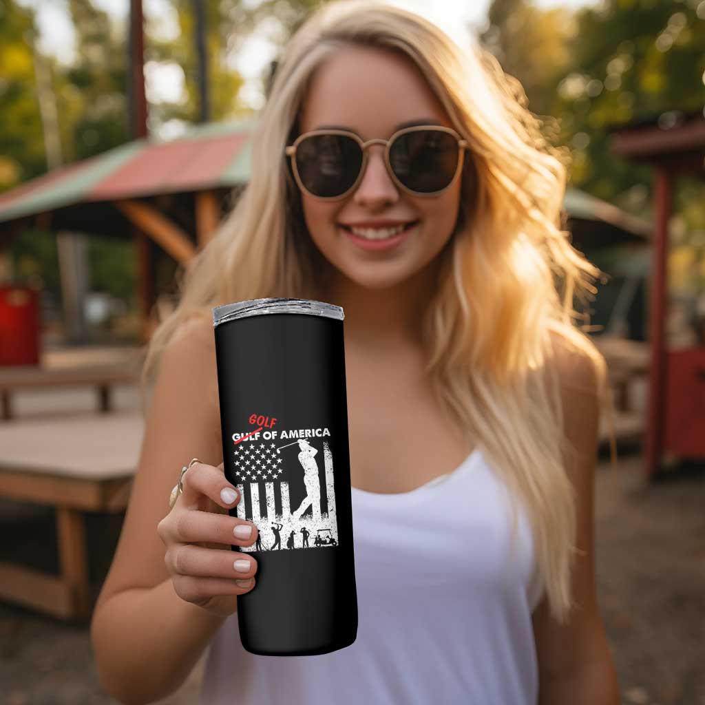 Golf Of America Patriotic USA Flag Skinny Tumbler Funny Golfing Pun American Sports Gift for Patriotic Golfers n Dads