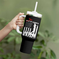 Golf Of America Patriotic USA Flag Tumbler With Handle Funny Golfing Pun American Sports Gift for Patriotic Golfers n Dads