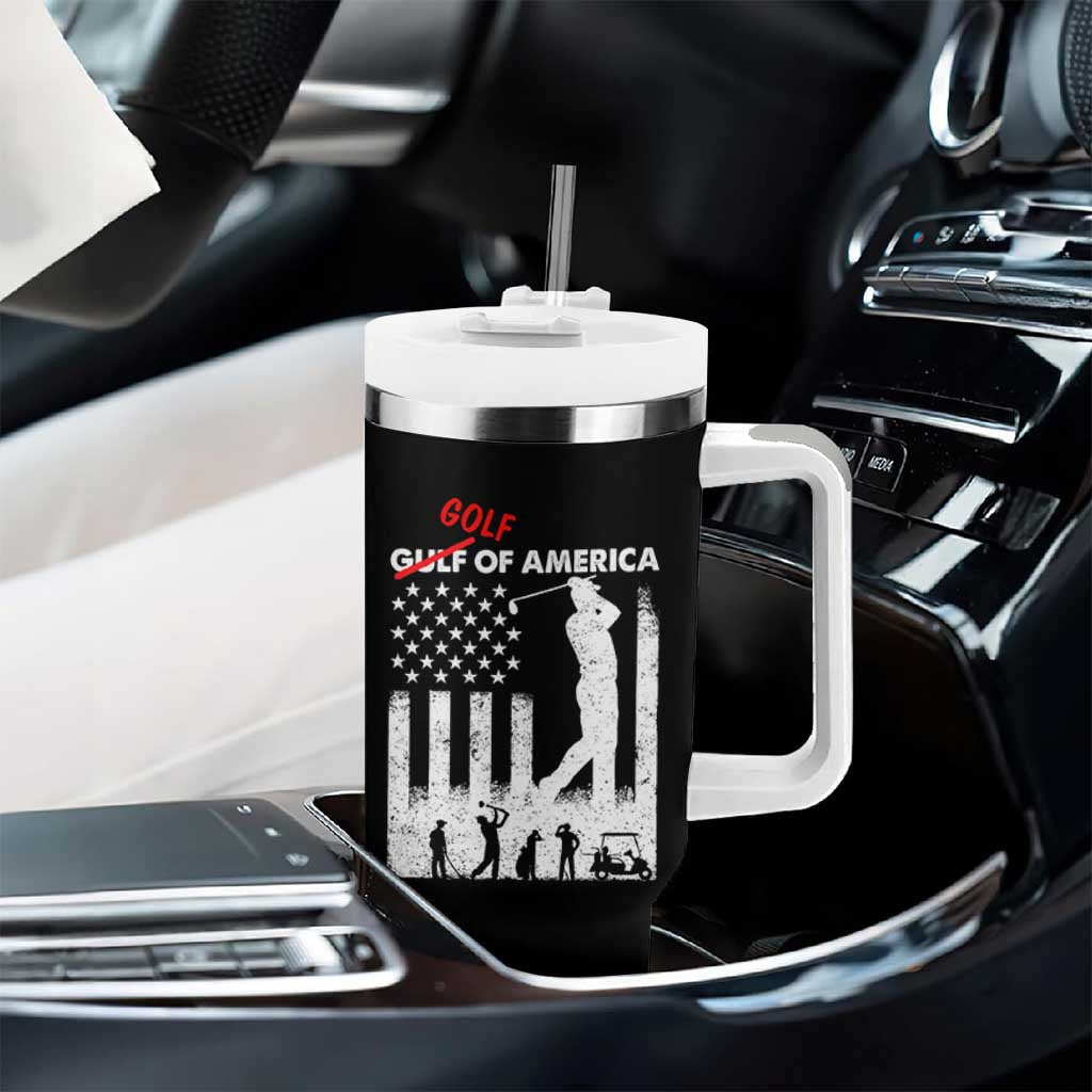 Golf Of America Patriotic USA Flag Tumbler With Handle Funny Golfing Pun American Sports Gift for Patriotic Golfers n Dads