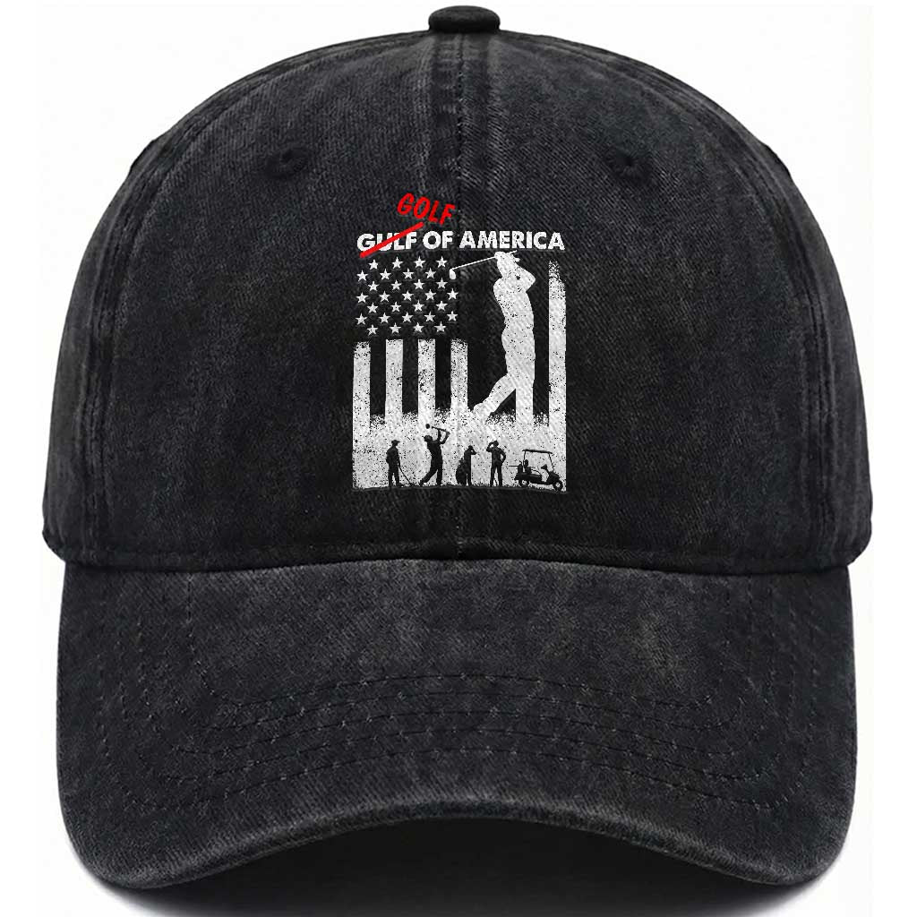 Golf Of America Patriotic USA Flag Washed Cotton Baseball Cap Funny Golfing Pun American Sports Gift for Patriotic Golfers n Dads