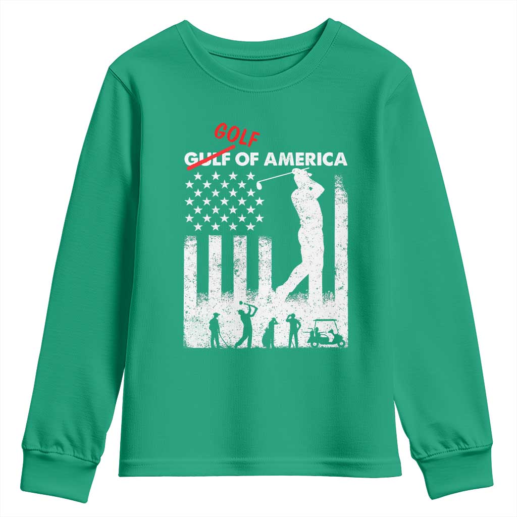 Golf Of America Patriotic USA Flag Youth Sweatshirt Funny Golfing Pun American Sports Gift for Patriotic Golfers n Dads