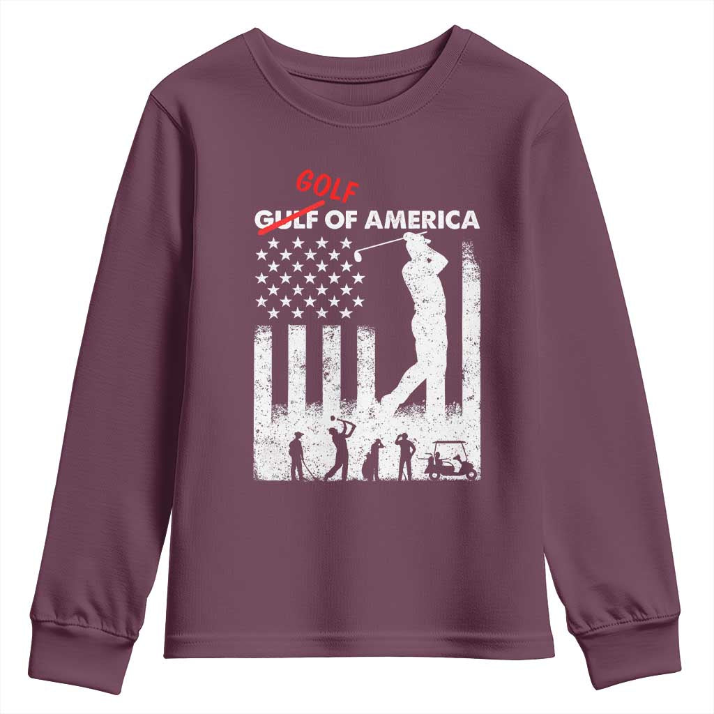 Golf Of America Patriotic USA Flag Youth Sweatshirt Funny Golfing Pun American Sports Gift for Patriotic Golfers n Dads