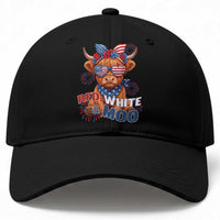Red White and Moo Funny Patriotic Highland Cow Baseball Cap Cute American Flag Sunglasses and Bandana Summer Fireworks
