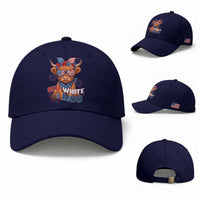 Red White and Moo Funny Patriotic Highland Cow Baseball Cap Cute American Flag Sunglasses and Bandana Summer Fireworks