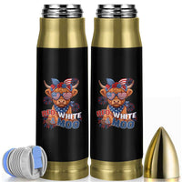 Red White and Moo Funny Patriotic Highland Cow Bullet Tumbler Cute American Flag Sunglasses and Bandana Summer Fireworks
