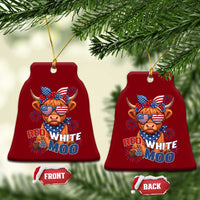Red White and Moo Funny Patriotic Highland Cow Ceramic Ornament Cute American Flag Sunglasses and Bandana Summer Fireworks