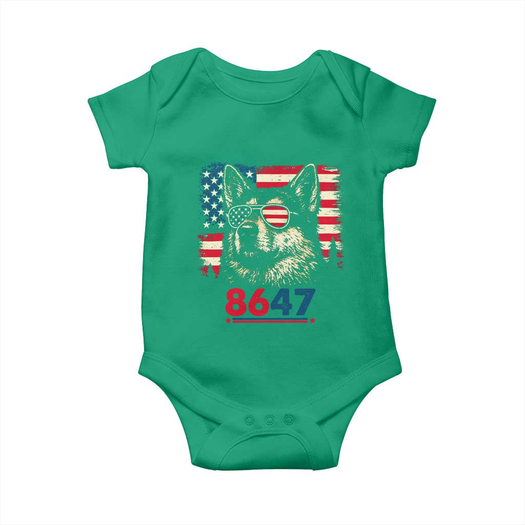 Vintage Patriotic German Shepherd 1776 Graphic Baby Onesie American Flag Sunglasses Cool Dog 4th of July Distressed