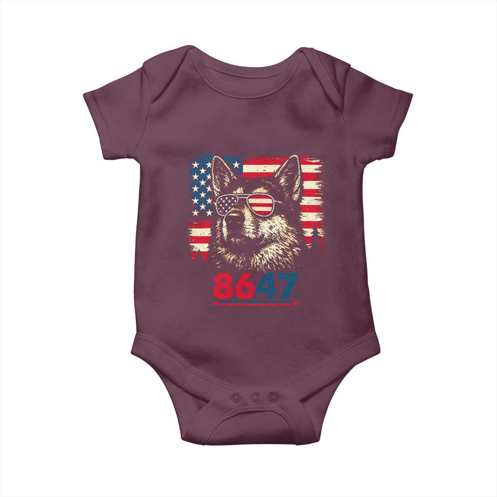 Vintage Patriotic German Shepherd 1776 Graphic Baby Onesie American Flag Sunglasses Cool Dog 4th of July Distressed