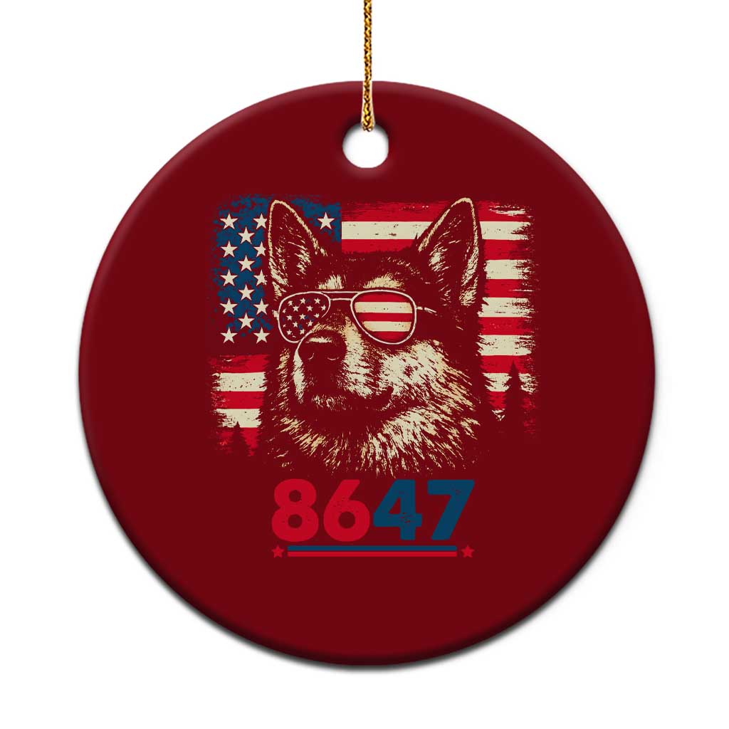 Vintage Patriotic German Shepherd 1776 Graphic Ceramic Ornament American Flag Sunglasses Cool Dog 4th of July Distressed