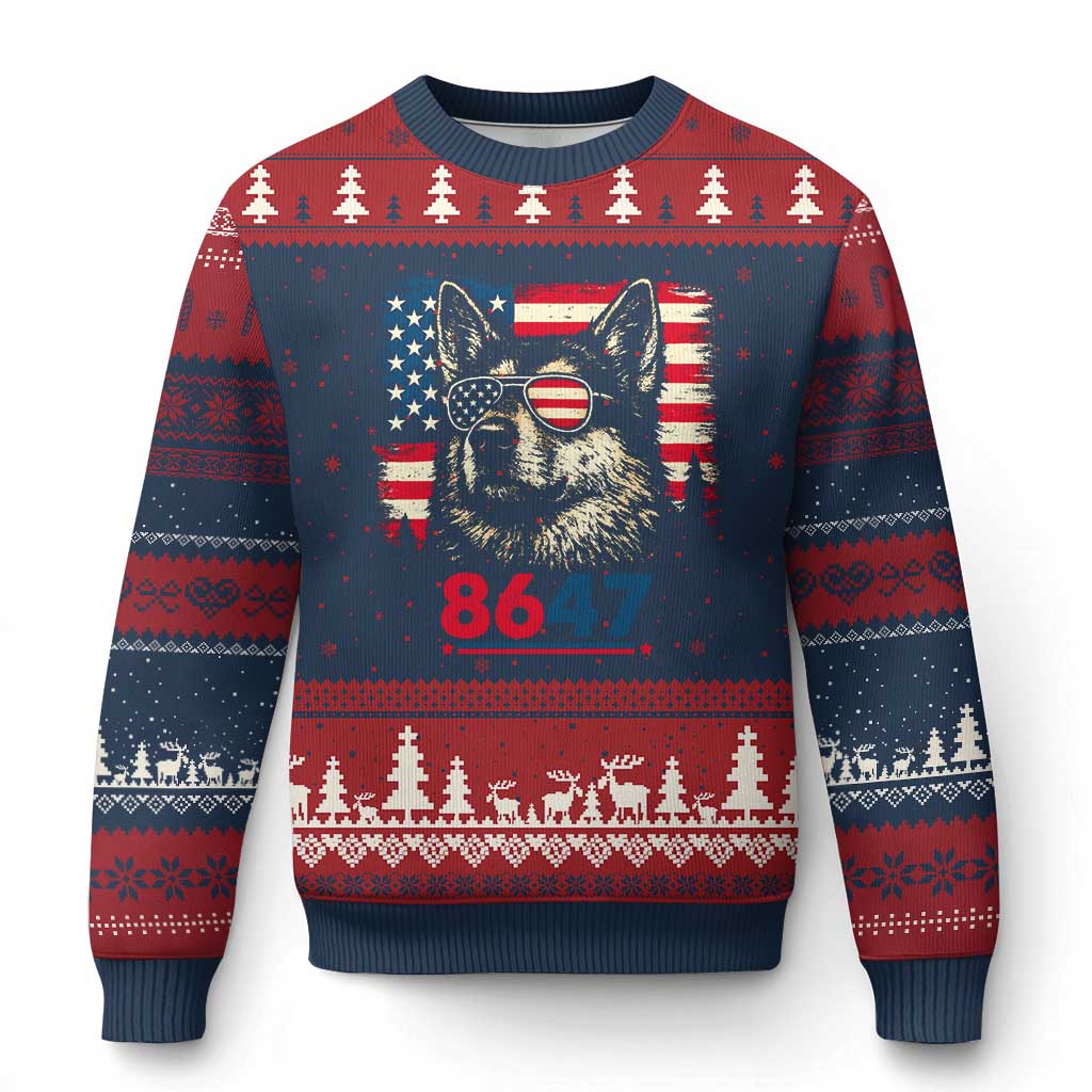Vintage Patriotic German Shepherd 1776 Graphic Ugly Christmas Sweater American Flag Sunglasses Cool Dog 4th of July Distressed