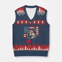 Vintage Patriotic German Shepherd 1776 Graphic V-Neck Knit Sweater Vest American Flag Sunglasses Cool Dog 4th of July Distressed