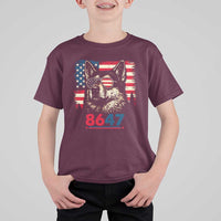 Vintage Patriotic German Shepherd 1776 Graphic T Shirt For Kid American Flag Sunglasses Cool Dog 4th of July Distressed