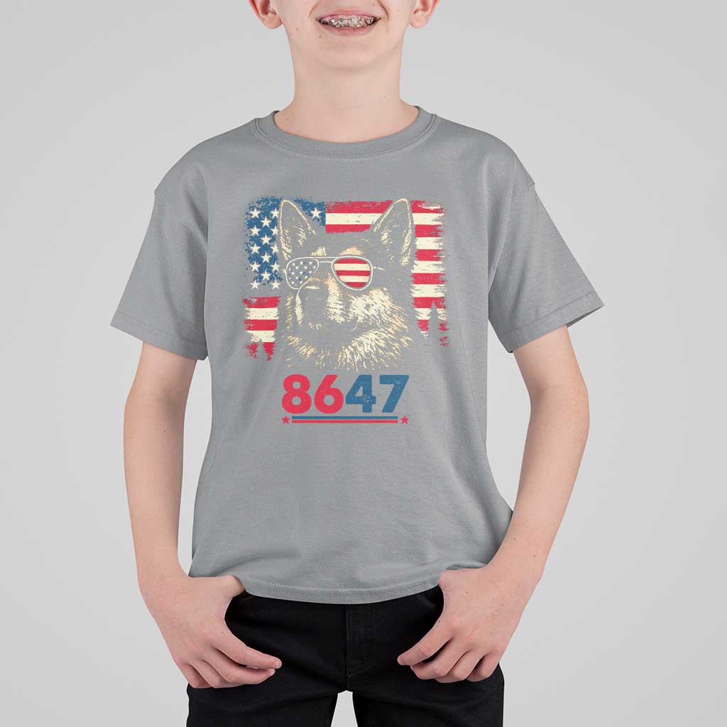 Vintage Patriotic German Shepherd 1776 Graphic T Shirt For Kid American Flag Sunglasses Cool Dog 4th of July Distressed