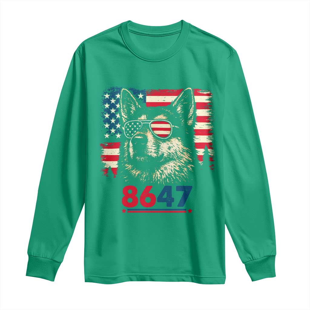 Vintage Patriotic German Shepherd 1776 Graphic Long Sleeve Shirt American Flag Sunglasses Cool Dog 4th of July Distressed