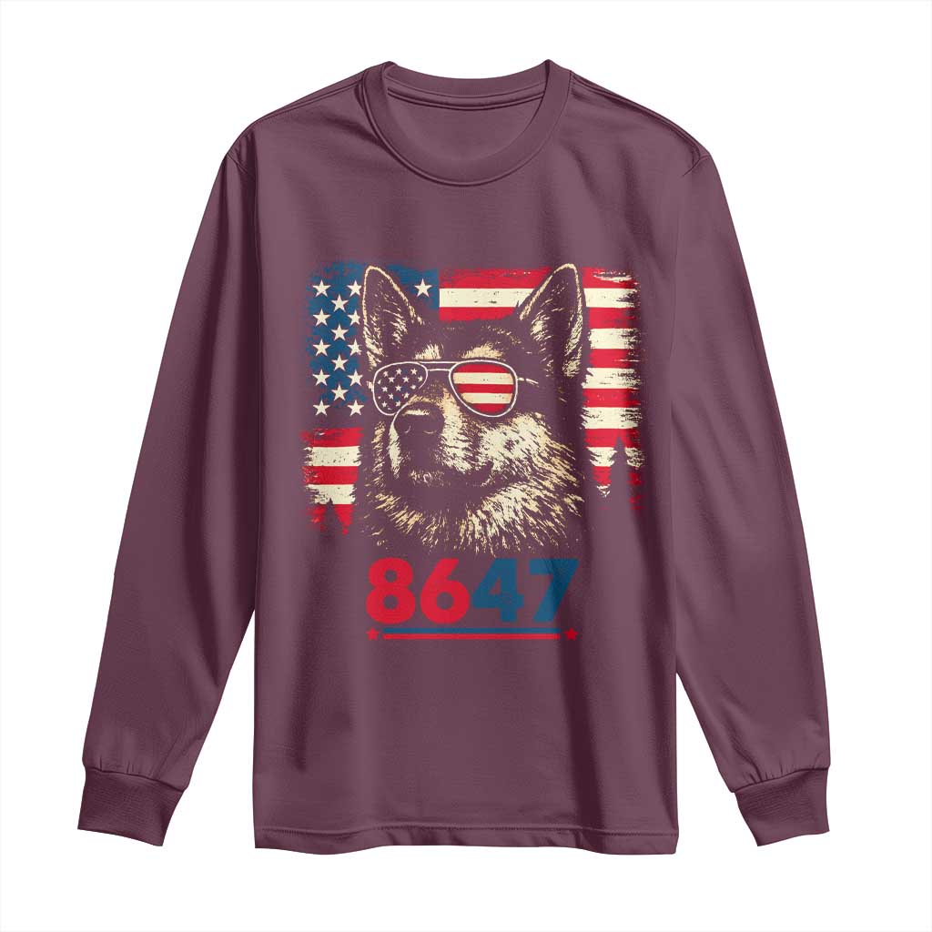 Vintage Patriotic German Shepherd 1776 Graphic Long Sleeve Shirt American Flag Sunglasses Cool Dog 4th of July Distressed