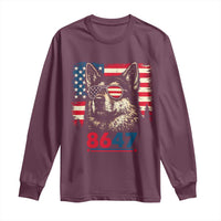 Vintage Patriotic German Shepherd 1776 Graphic Long Sleeve Shirt American Flag Sunglasses Cool Dog 4th of July Distressed