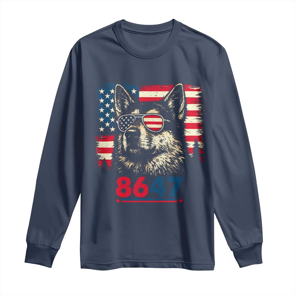 Vintage Patriotic German Shepherd 1776 Graphic Long Sleeve Shirt American Flag Sunglasses Cool Dog 4th of July Distressed
