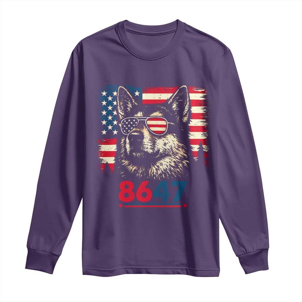Vintage Patriotic German Shepherd 1776 Graphic Long Sleeve Shirt American Flag Sunglasses Cool Dog 4th of July Distressed