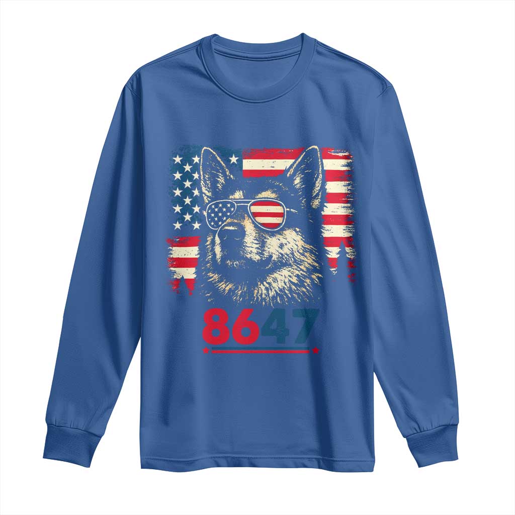 Vintage Patriotic German Shepherd 1776 Graphic Long Sleeve Shirt American Flag Sunglasses Cool Dog 4th of July Distressed