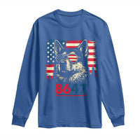 Vintage Patriotic German Shepherd 1776 Graphic Long Sleeve Shirt American Flag Sunglasses Cool Dog 4th of July Distressed