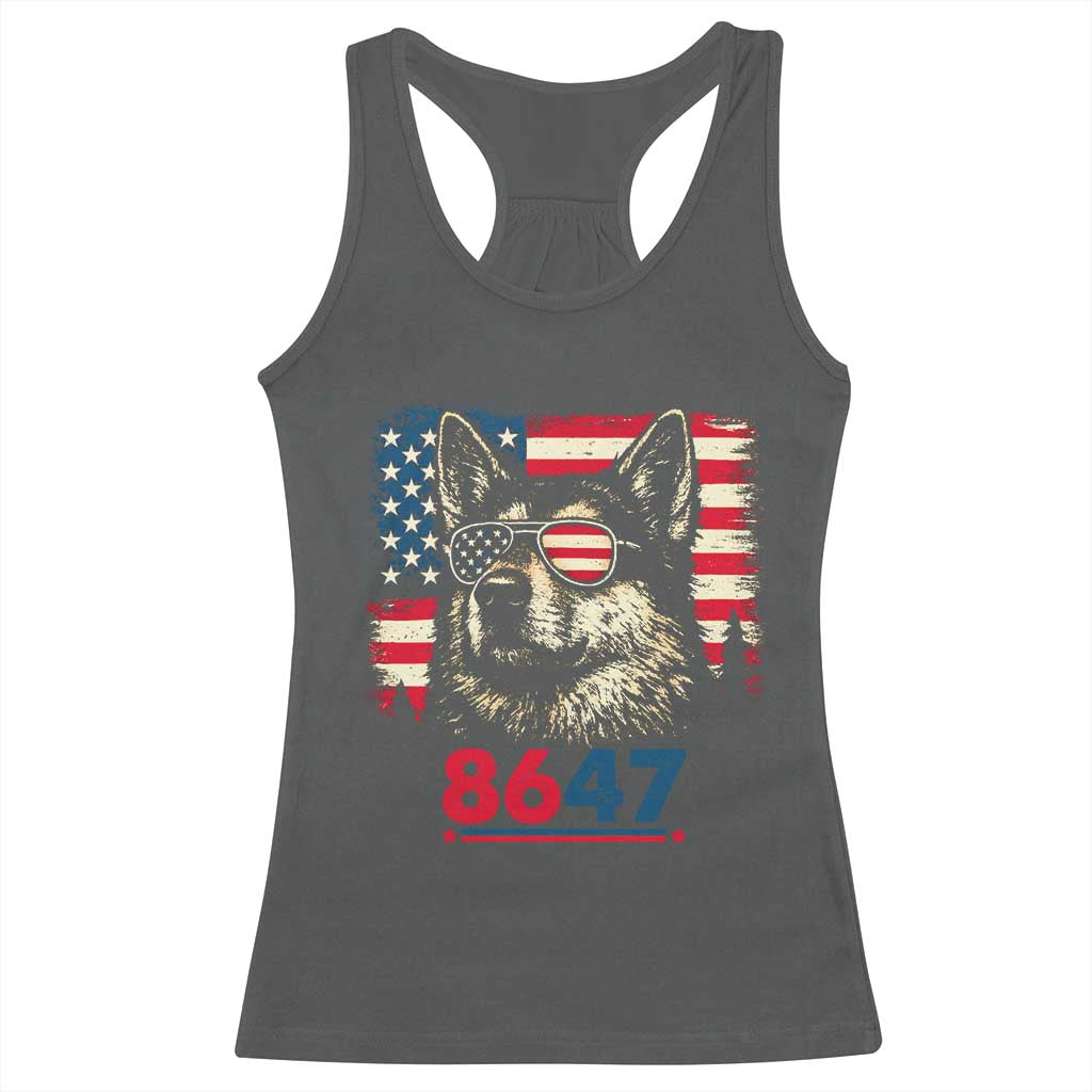 Vintage Patriotic German Shepherd 1776 Graphic Racerback Tank Top American Flag Sunglasses Cool Dog 4th of July Distressed
