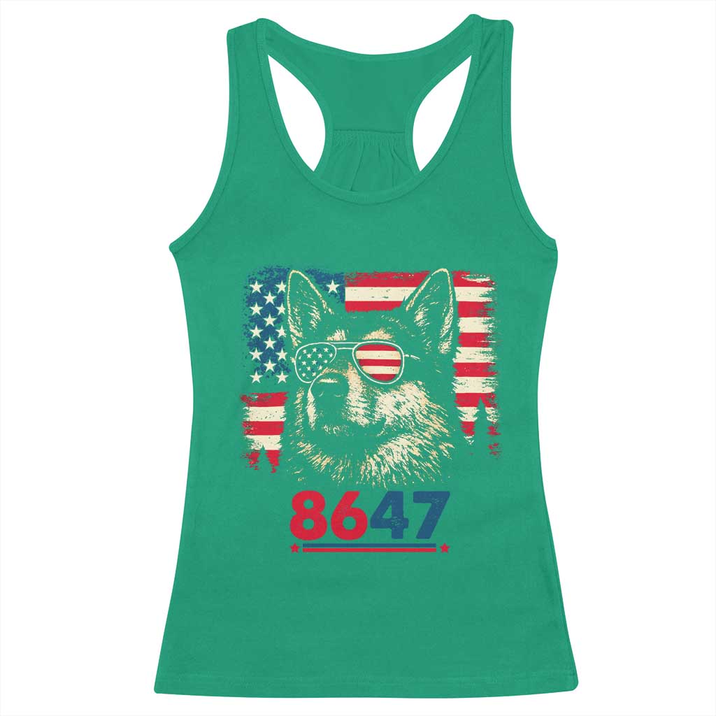 Vintage Patriotic German Shepherd 1776 Graphic Racerback Tank Top American Flag Sunglasses Cool Dog 4th of July Distressed