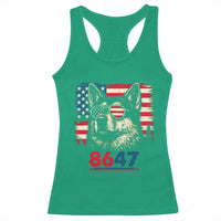 Vintage Patriotic German Shepherd 1776 Graphic Racerback Tank Top American Flag Sunglasses Cool Dog 4th of July Distressed