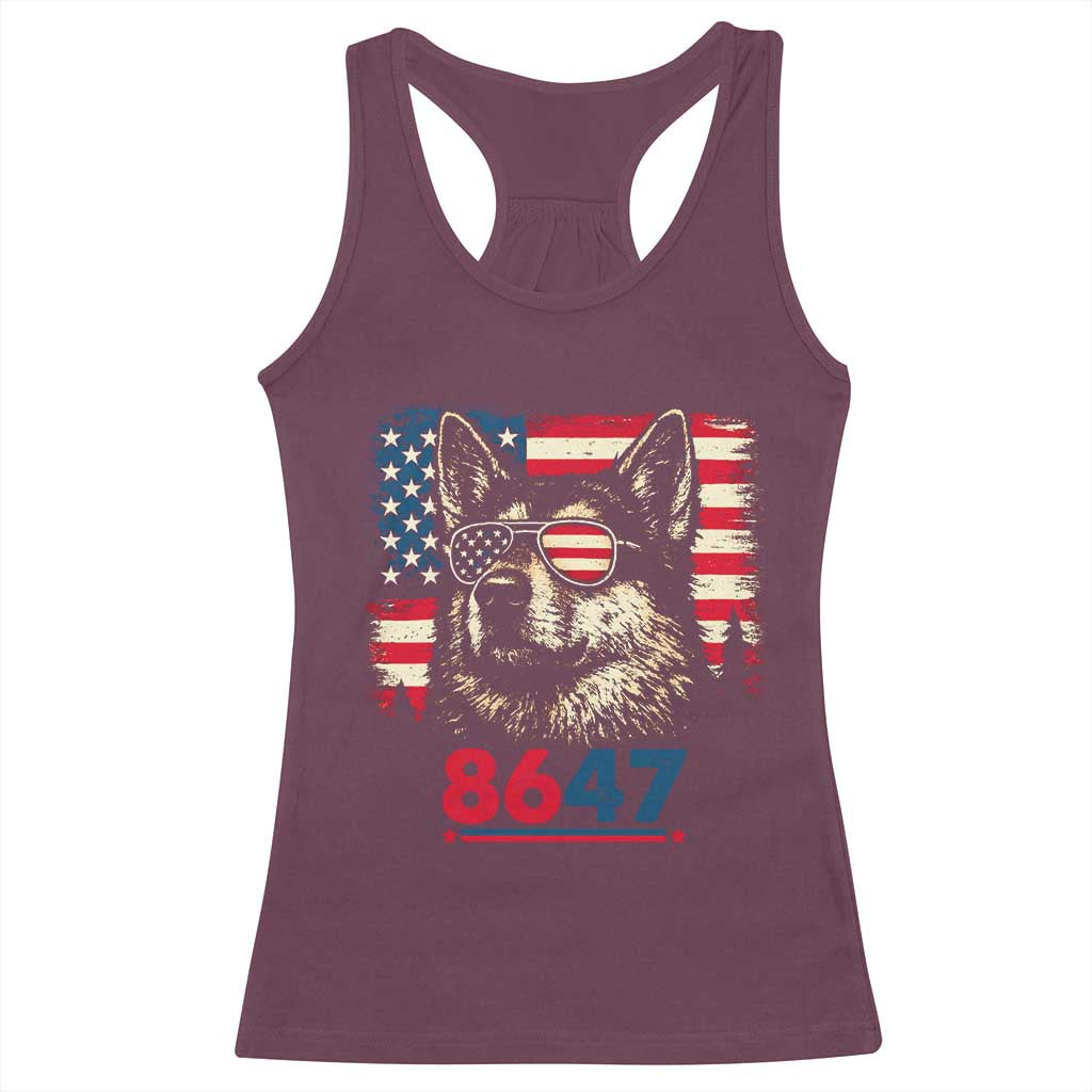 Vintage Patriotic German Shepherd 1776 Graphic Racerback Tank Top American Flag Sunglasses Cool Dog 4th of July Distressed
