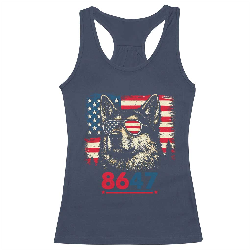 Vintage Patriotic German Shepherd 1776 Graphic Racerback Tank Top American Flag Sunglasses Cool Dog 4th of July Distressed