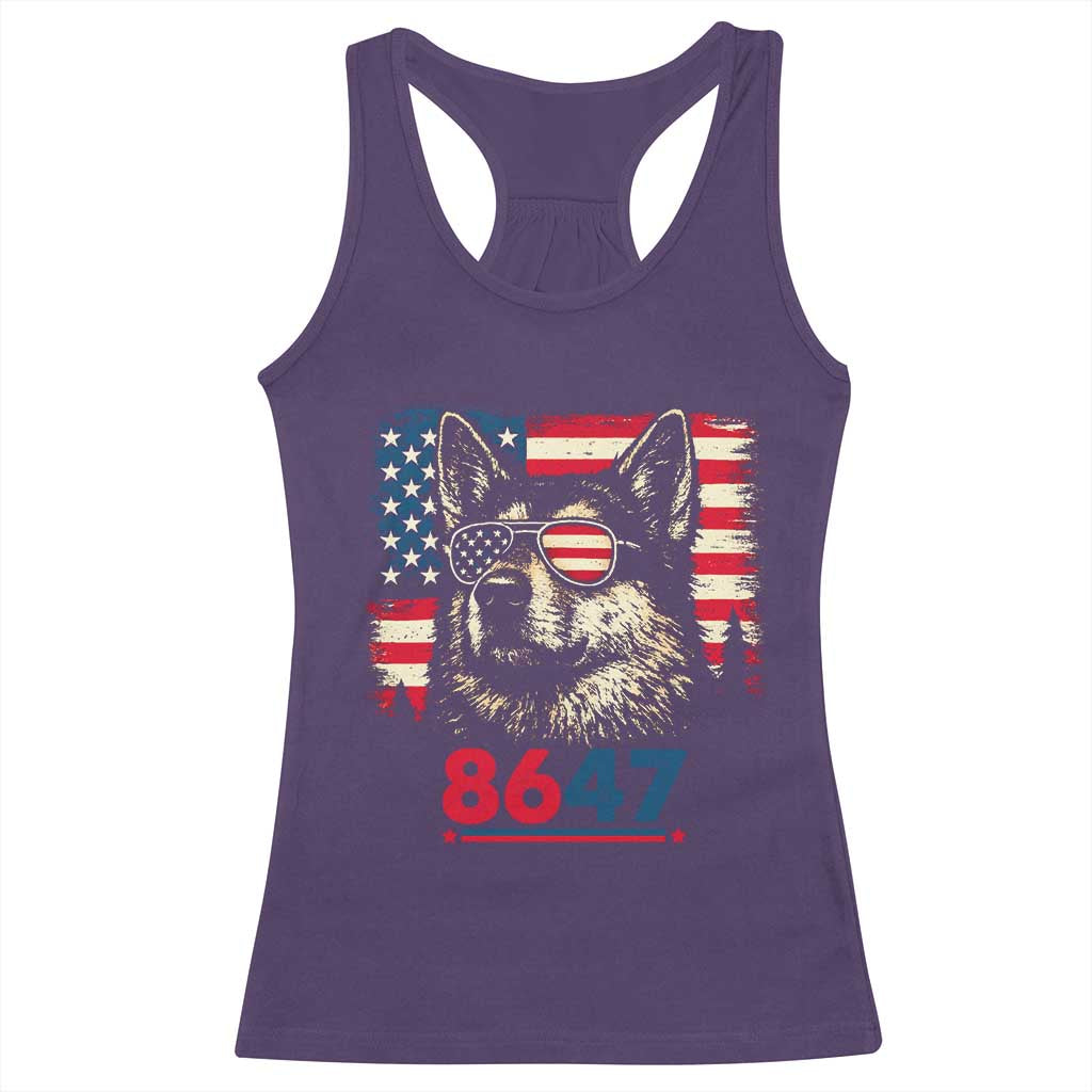 Vintage Patriotic German Shepherd 1776 Graphic Racerback Tank Top American Flag Sunglasses Cool Dog 4th of July Distressed