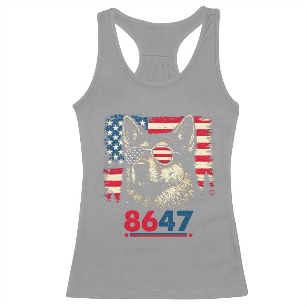 Vintage Patriotic German Shepherd 1776 Graphic Racerback Tank Top American Flag Sunglasses Cool Dog 4th of July Distressed