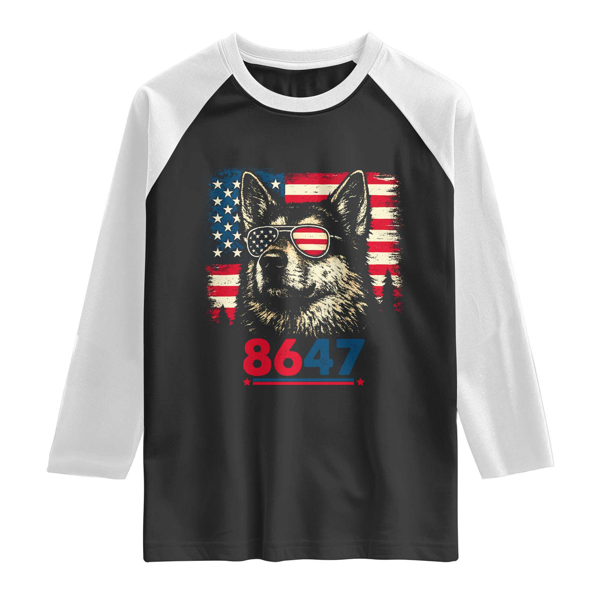 Vintage Patriotic German Shepherd 1776 Graphic Raglan Shirt American Flag Sunglasses Cool Dog 4th of July Distressed