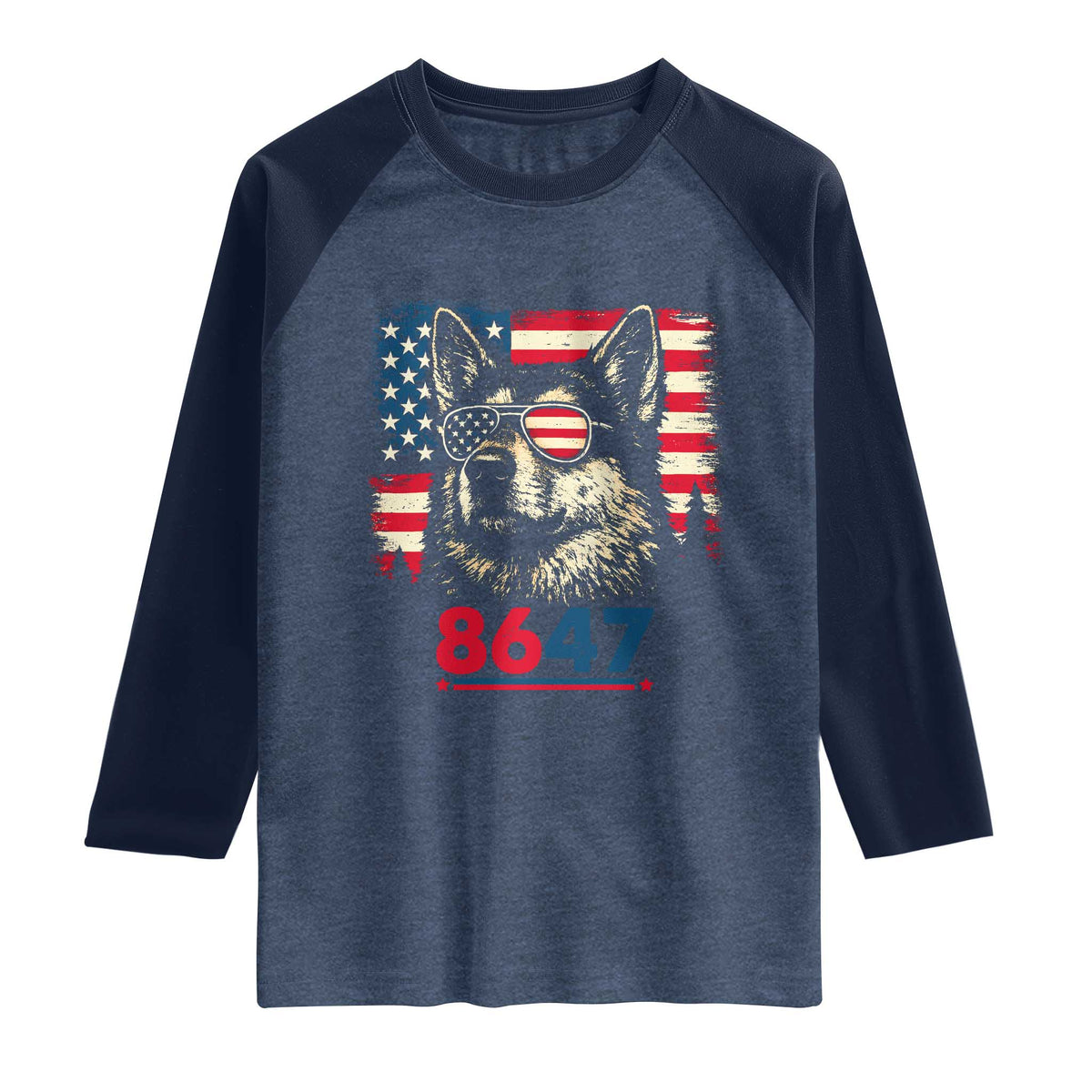 Vintage Patriotic German Shepherd 1776 Graphic Raglan Shirt American Flag Sunglasses Cool Dog 4th of July Distressed