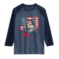Vintage Patriotic German Shepherd 1776 Graphic Raglan Shirt American Flag Sunglasses Cool Dog 4th of July Distressed