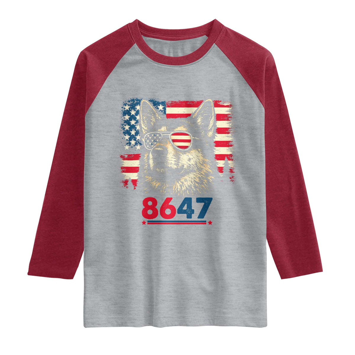 Vintage Patriotic German Shepherd 1776 Graphic Raglan Shirt American Flag Sunglasses Cool Dog 4th of July Distressed