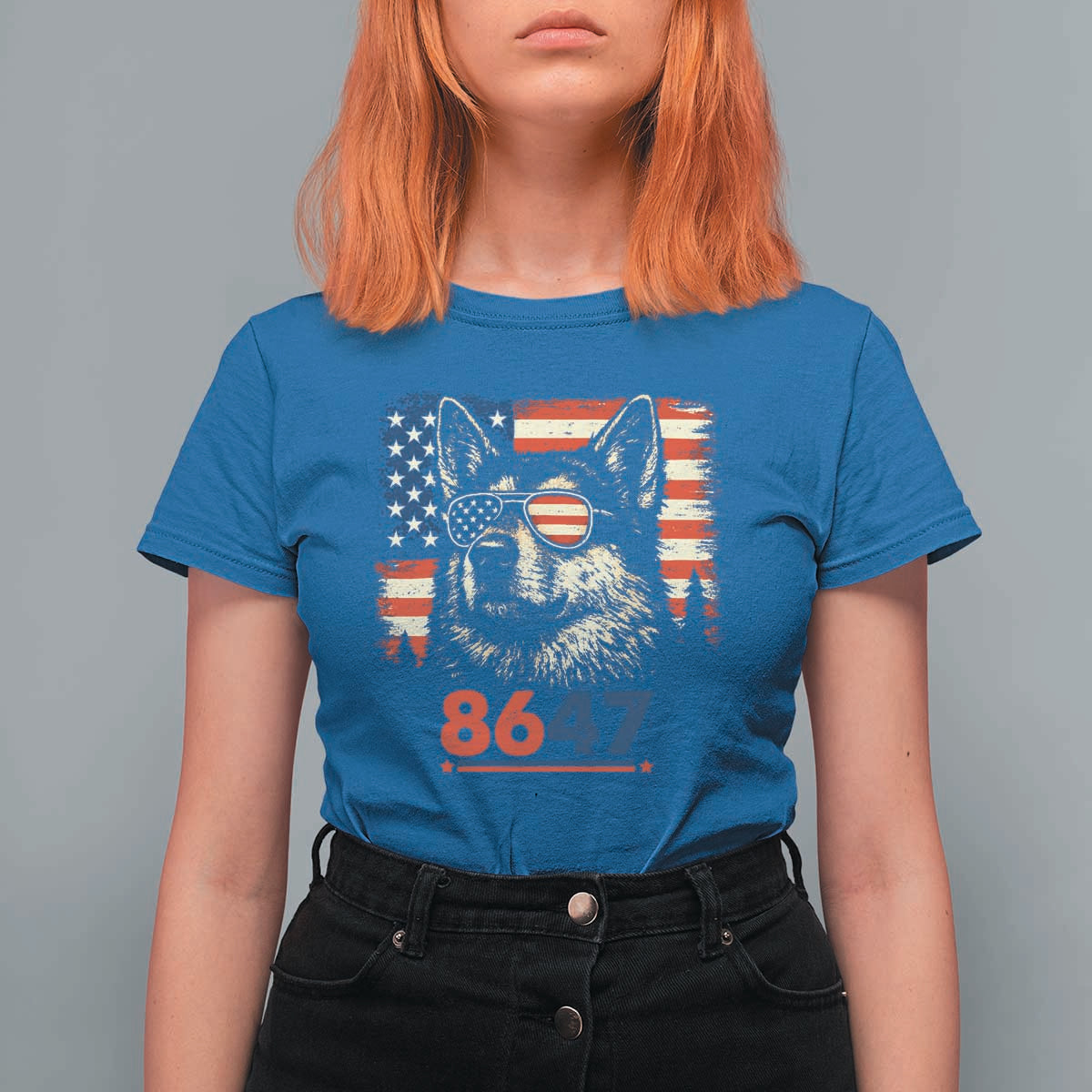 Vintage Patriotic German Shepherd 1776 Graphic T Shirt For Women American Flag Sunglasses Cool Dog 4th of July Distressed