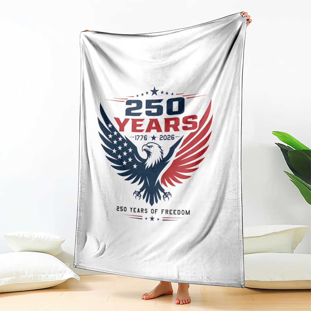 250 Years of Freedom Commemorative Patriotic Eagle Throw Blanket Majestic American Flag Winged Eagle 1776 to 2026 Semiquincentennial