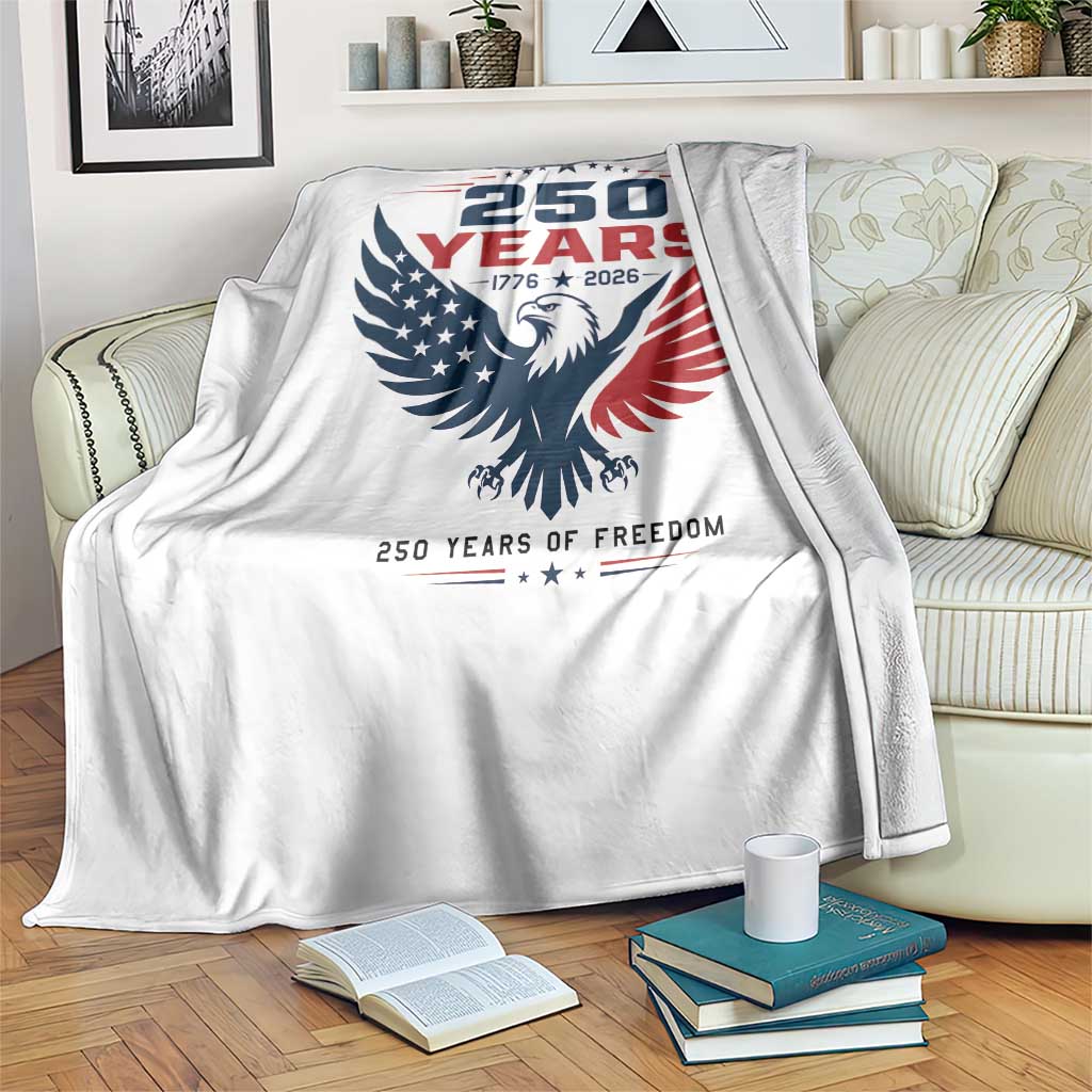 250 Years of Freedom Commemorative Patriotic Eagle Throw Blanket Majestic American Flag Winged Eagle 1776 to 2026 Semiquincentennial