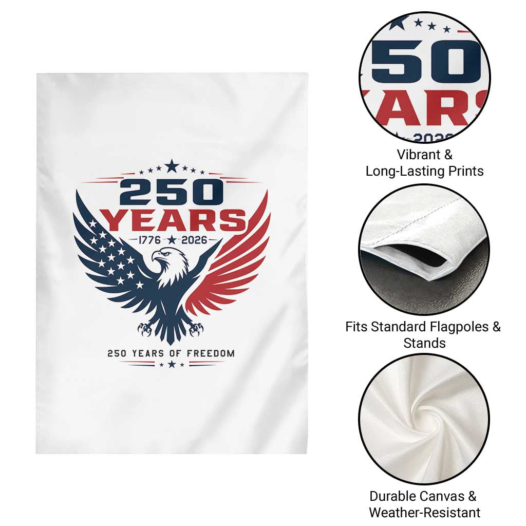 250 Years of Freedom Commemorative Patriotic Eagle Garden Flag Majestic American Flag Winged Eagle 1776 to 2026 Semiquincentennial