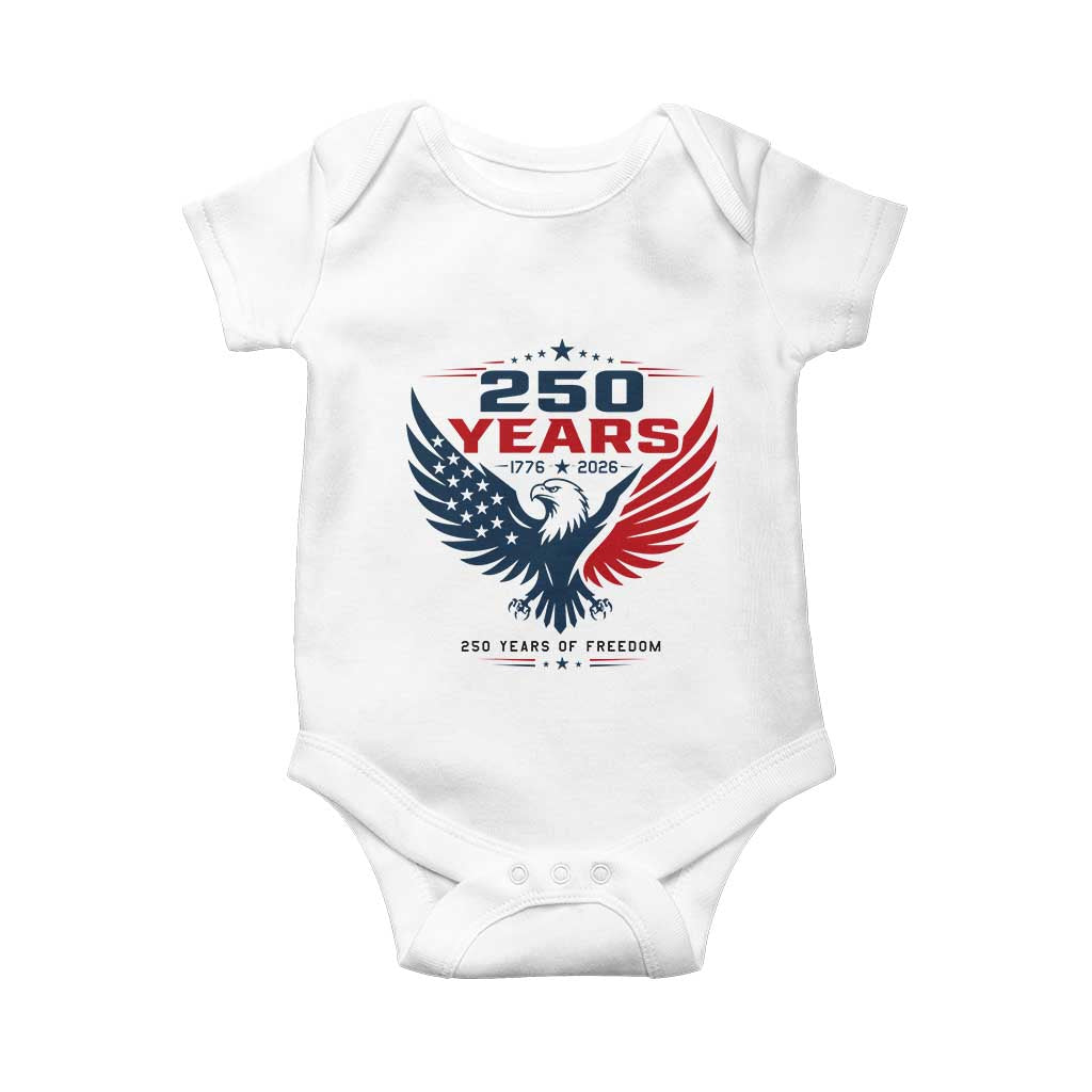 250 Years of Freedom Commemorative Patriotic Eagle Baby Onesie Majestic American Flag Winged Eagle 1776 to 2026 Semiquincentennial