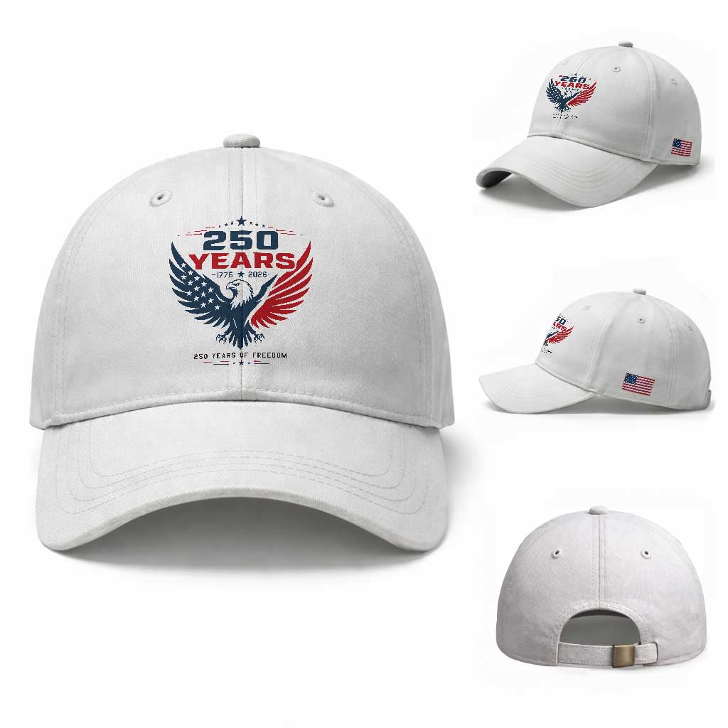 250 Years of Freedom Commemorative Patriotic Eagle Baseball Cap Majestic American Flag Winged Eagle 1776 to 2026 Semiquincentennial