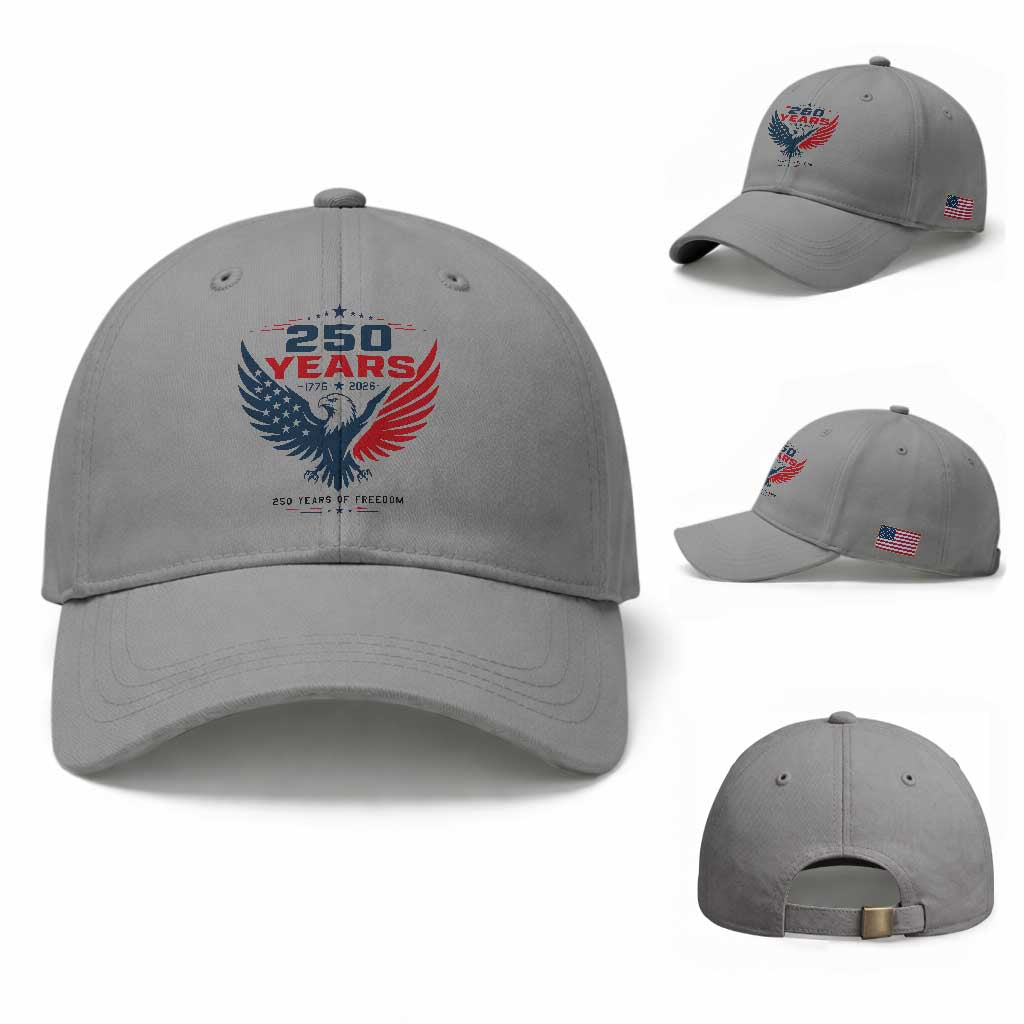 250 Years of Freedom Commemorative Patriotic Eagle Baseball Cap Majestic American Flag Winged Eagle 1776 to 2026 Semiquincentennial