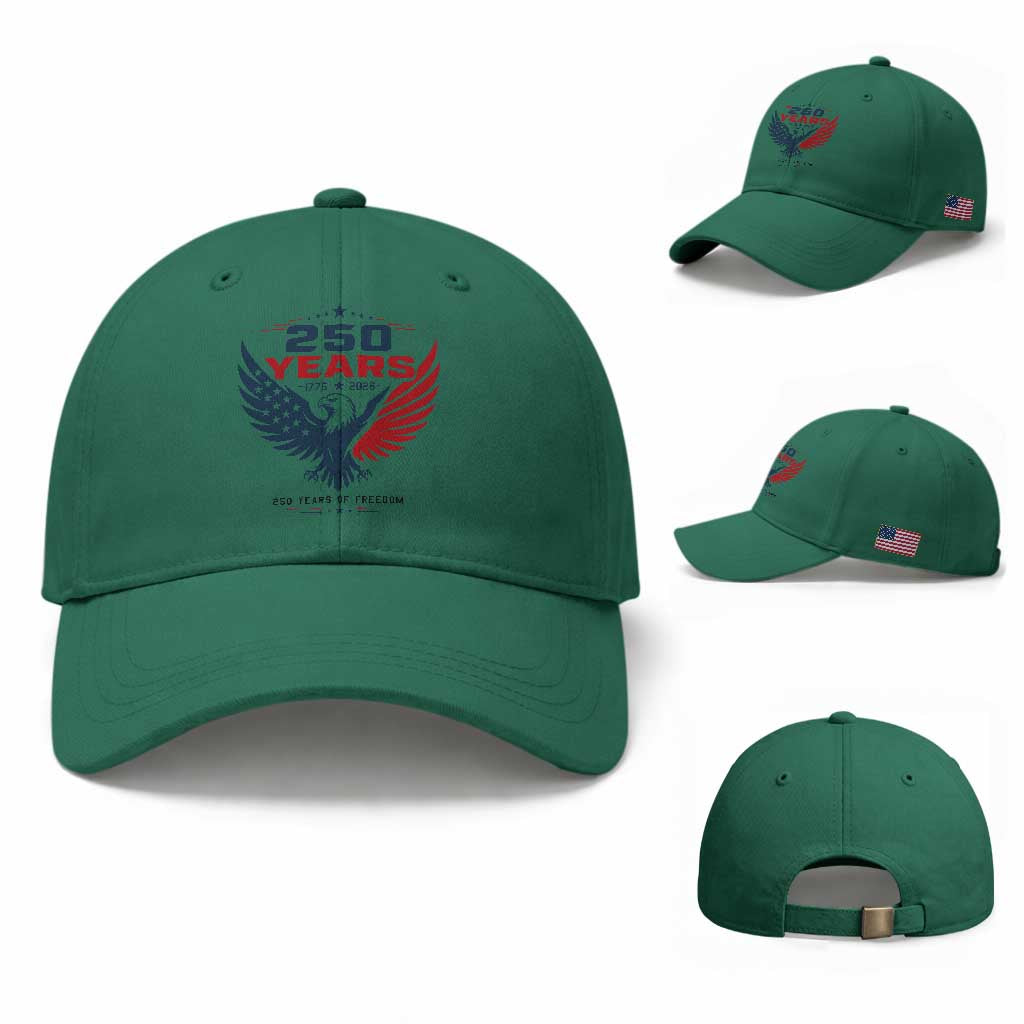 250 Years of Freedom Commemorative Patriotic Eagle Baseball Cap Majestic American Flag Winged Eagle 1776 to 2026 Semiquincentennial